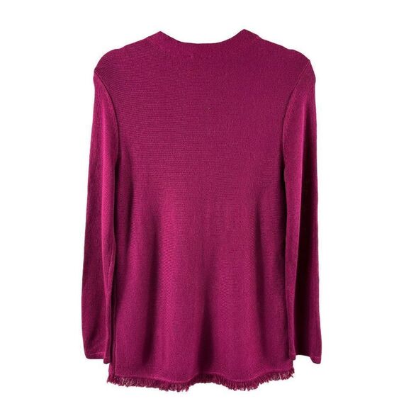 Chico's Touch of Cashmere Fringe Hem Pullover Sweater Size 1 Medium Magenta Pink - Picture 3 of 8